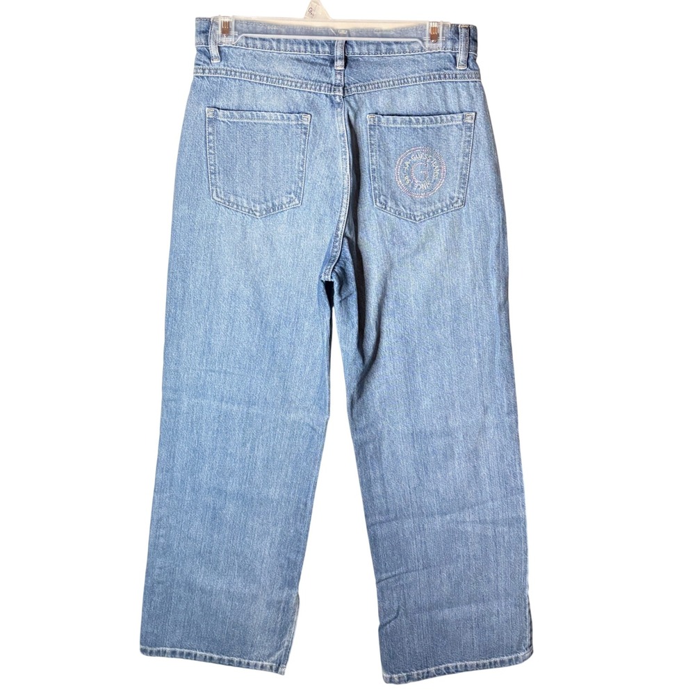 Guess Bedazzled Pocket Retro Straight Jeans Womens 28 Blue Y2K Rhinestone